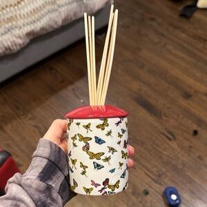 Butterfly Patterned Reed Diffuser with Red Lid